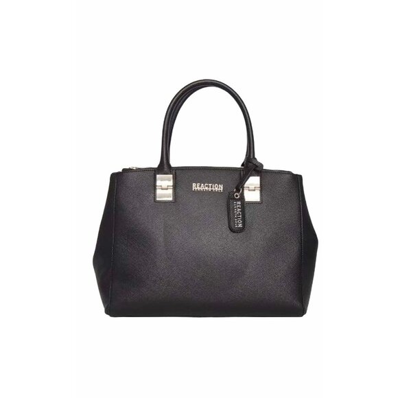 Kenneth Cole Reaction KN1659 Arbol Dome Satchel Handbag Black Zip & Snap Closure - Picture 1 of 9